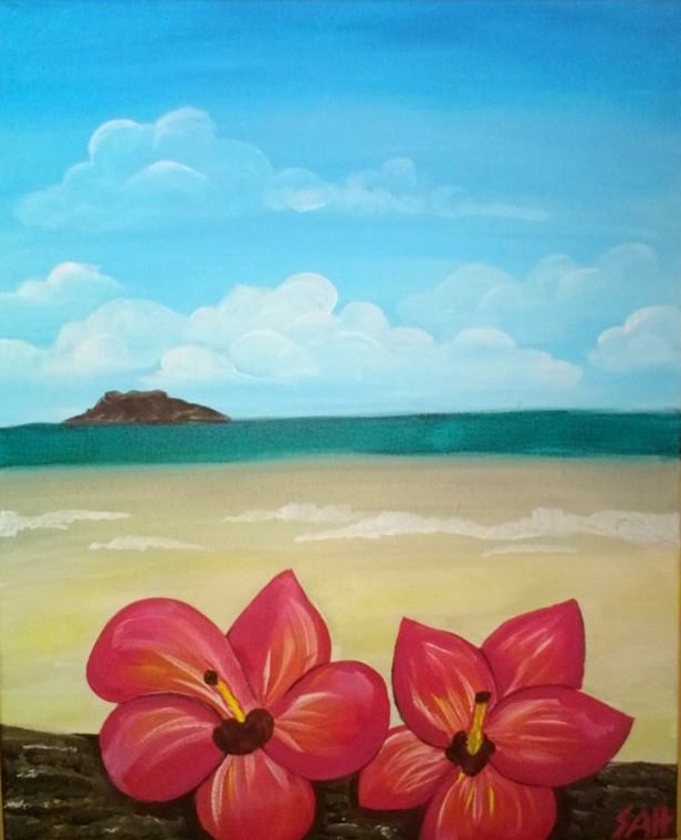 tropical beach flowers